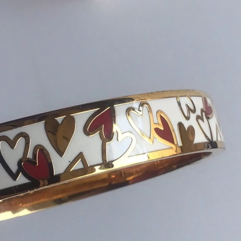 Kate Spade All My Love hearts gold plated Bangle Bracelet Rare - Picture 10 of 16